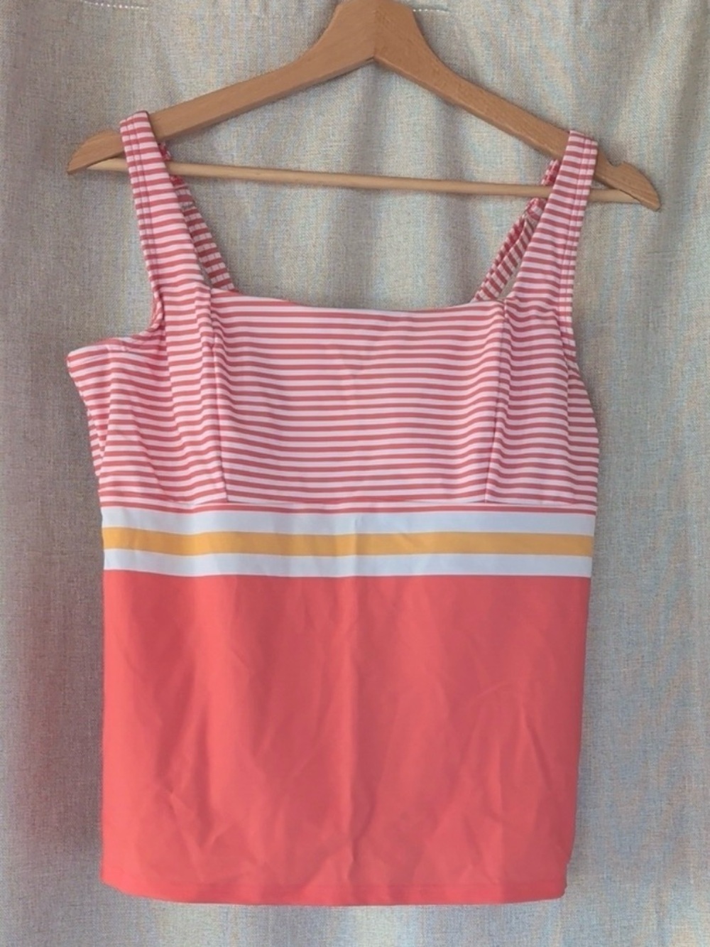 Lands' End white and Coral Tankini Top